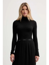 μακρυμάνικο με προσθήκη μαλλιού calvin klein χρώμα: μαύρο, lv044d239g 70% lyocell, 30% μαλλί