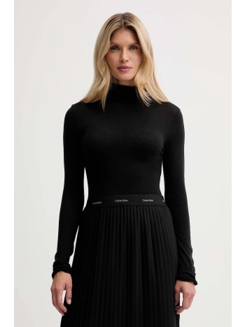 μακρυμάνικο με προσθήκη μαλλιού calvin klein χρώμα μαύρο