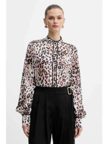 πουκάμισο fracomina χρώμα καφέ, fj25wt1003w41201 100%