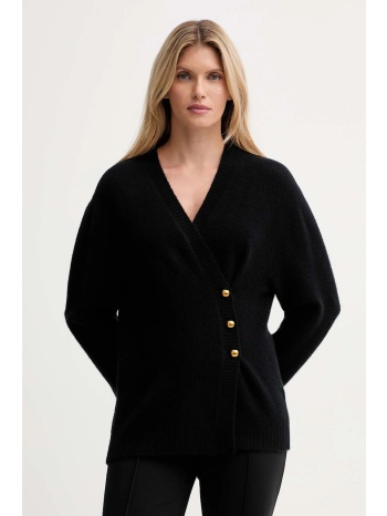 ζακέτα με προσθήκη μαλλιού isabelle blanche χρώμα μαύρο