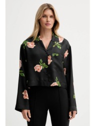 μεταξωτό πουκάμισο nanushka χρώμα: μαύρο, nw25pftp05798 100% μετάξι