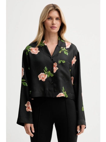 μεταξωτό πουκάμισο nanushka χρώμα μαύρο, nw25pftp05798