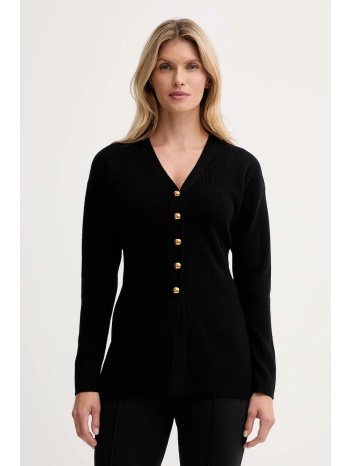 ζακέτα με προσθήκη μαλλιού isabelle blanche χρώμα μαύρο