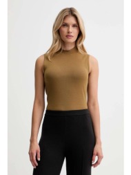 γιλέκο calvin klein χρώμα: καφέ, lv044d316g 62% βισκόζη, 38% πολυεστέρας