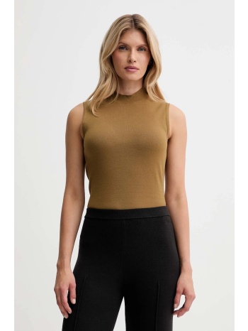 γιλέκο calvin klein χρώμα καφέ, lv044d316g 62% βισκόζη