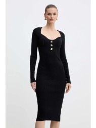 φόρεμα fracomina χρώμα: μαύρο, fs25wd5005k41601 53% βισκόζη, 47% νάιλον