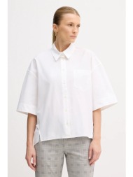 βαμβακερό πουκάμισο kenzo χρώμα: άσπρο, ff52ch2589lb.01 100% βαμβάκι