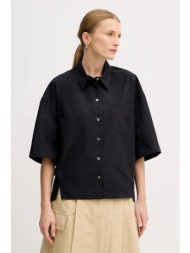 βαμβακερό πουκάμισο kenzo χρώμα: μαύρο, ff52ch2589lb.99 100% βαμβάκι