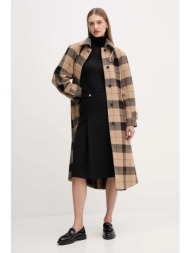 παλτό με προσθήκη μαλλιού tommy hilfiger χρώμα: μπεζ, ww0ww46870 κύριο υλικό: 70% μαλλί, 25% πολυαμί