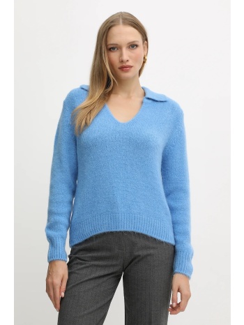 πουλόβερ με συνδυασμό αλπακά morgan χρώμα μπλε, mclo 46%