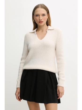 πουλόβερ με συνδυασμό αλπακά morgan χρώμα μπεζ, mclo 46%