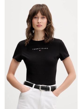 βαμβακερό μπλουζάκι tommy jeans χρώμα μαύρο, dw0dw21550