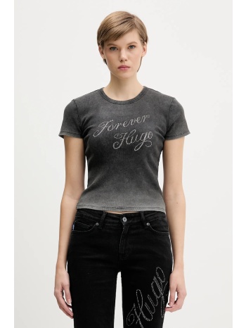 μπλουζάκι hugo blue χρώμα γκρι, 50546936 96% βαμβάκι, 4%