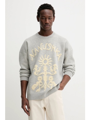 πουλόβερ με προσθήκη μαλλιού nanushka χρώμα γκρι