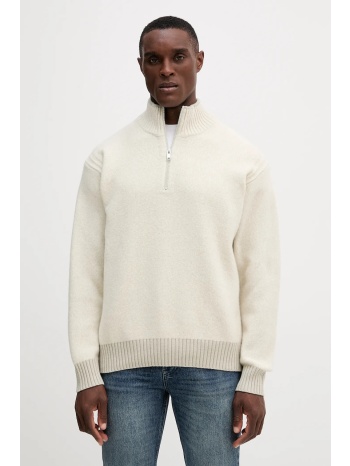 πουλόβερ boss orange χρώμα μπεζ, 50548669 κολάρο 63%