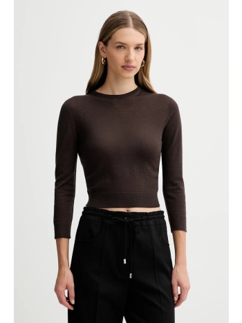 μάλλινο πουλόβερ liviana conti χρώμα καφέ, l5wa06 100%