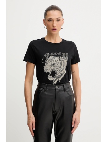 βαμβακερό μπλουζάκι guess χρώμα μαύρο, w5bi32 k9rm1 100%