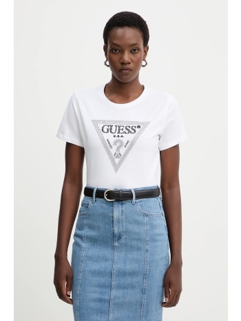 βαμβακερό μπλουζάκι guess χρώμα άσπρο, w5bi18 i3z14 100%