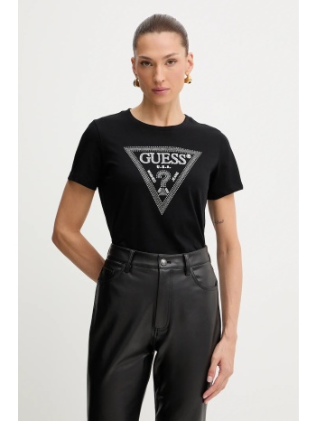 βαμβακερό μπλουζάκι guess χρώμα μαύρο, w5bi18 i3z14 100%
