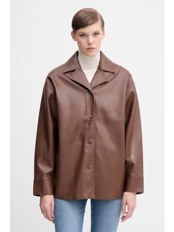 πουκάμισο calvin klein jeans χρώμα καφέ, lv044d165g κύριο