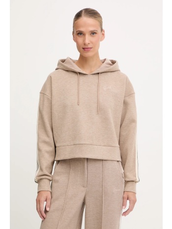 φούτερ από μαλλί και μείγμα guess muriel χρώμα μπεζ, με