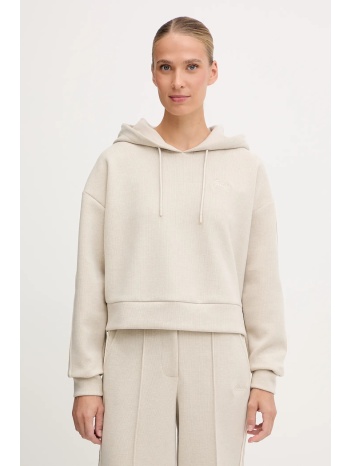 φούτερ από μαλλί και μείγμα guess muriel χρώμα μπεζ, με