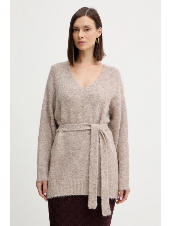 πουλόβερ με προσθήκη μαλλιού guess kiyoka χρώμα καφέ