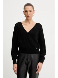 πουλόβερ με προσθήκη μαλλιού guess izabella χρώμα: μαύρο, w5br90 z3hq0 40% μαλλί, 33% πολυαμίδιο, 17