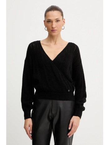 πουλόβερ με προσθήκη μαλλιού guess izabella χρώμα μαύρο