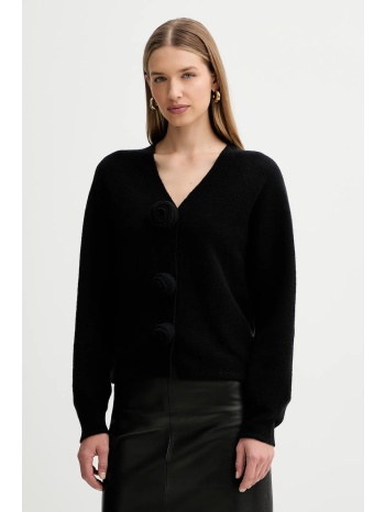 ζακέτα με προσθήκη μαλλιού liviana conti χρώμα μαύρο