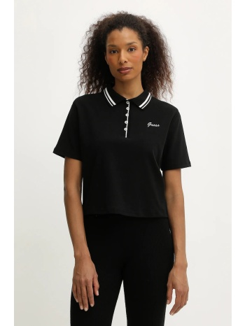 πόλο guess fabia χρώμα μαύρο, v5bp00 k1891 93% βαμβάκι, 7%