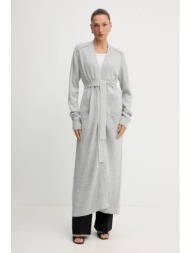 μάλλινη ζακέτα boss γυναικεία, χρώμα: γκρι, 50550488 90% παρθένο μαλλί, 10% κασμίρι