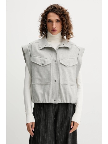 αμάνικο με προσθήκη μαλλιού boss orange χρώμα γκρι