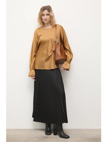 μπλουζάκι answear.lab χρώμα καφέ 100% βισκόζη