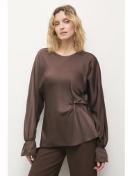 μπλουζάκι answear.lab χρώμα: καφέ 100% βισκόζη