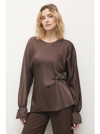 μπλουζάκι answear.lab χρώμα καφέ 100% βισκόζη