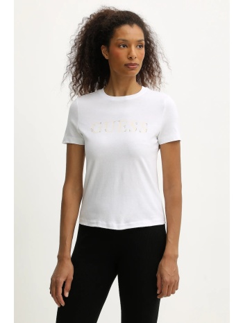 βαμβακερό μπλουζάκι guess clelia χρώμα άσπρο, v5bi10 i3z14