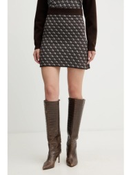 φούστα από μείγμα μαλλιού guess aubrey χρώμα: καφέ, w5bd81 z3jd2 47% πολυεστέρας, 28% πολυαμίδιο, 20