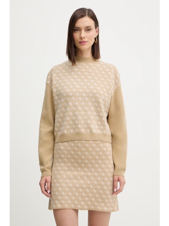 πουλόβερ με προσθήκη μαλλιού guess aubrey χρώμα μπεζ