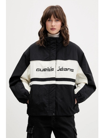 μπουφάν guess jeans χρώμα μαύρο, w5bl11 wgyl2 κύριο υλικό