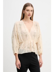 μπλουζάκι hoss intropia χρώμα: μπεζ, 6282673 100% πολυεστέρας