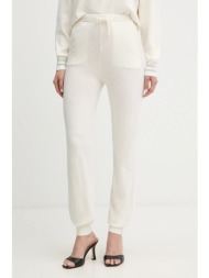 σπορ παντελόνι με προσθήκη κασμίρι guess maggie χρώμα: μπεζ, o5bb04 z3pk0 35% ακρυλικό, 30% πολυαμίδ