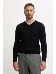 μάλλινο πουλόβερ barbour ανδρικό, χρώμα: ναυτικό μπλε, mkn0341 100% μαλλί