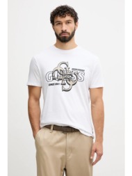 βαμβακερό μπλουζάκι guess ανδρικό, χρώμα: άσπρο, m5bi72 i3z14 100% βαμβάκι