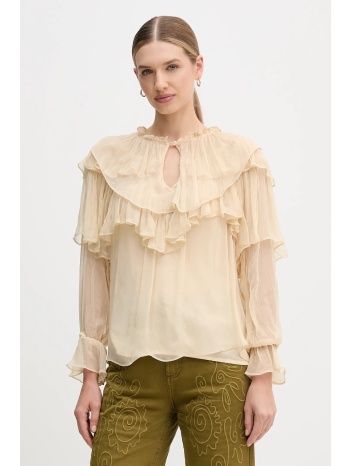 μπλουζάκι hoss intropia χρώμα μπεζ, 6282680 100% βισκόζη