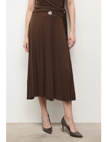 φούστα answear.lab χρώμα καφέ 95% πολυεστέρας, 5% ελαστάν