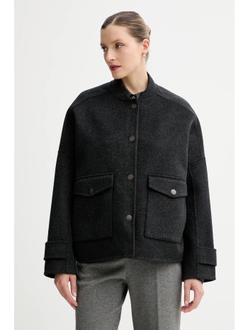 μπουφάν με προσθήκη μάλλινου υφάσματος sessun χρώμα γκρι