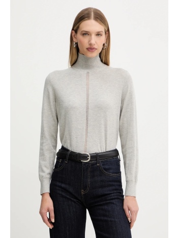 πουλόβερ με προσθήκη μαλλιού boss orange χρώμα γκρι