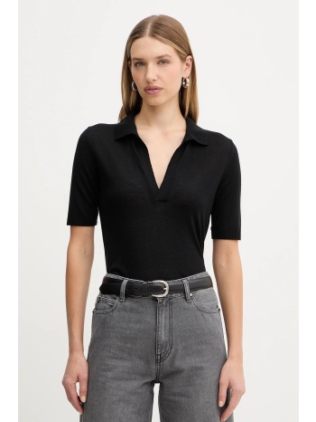 μάλλινο πόλο simona corsellini χρώμα μαύρο, a25cpmge0501