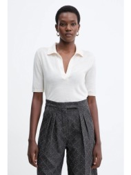 μάλλινο πόλο simona corsellini χρώμα: μπεζ, a25cpmge0501 100% μαλλί μερινό